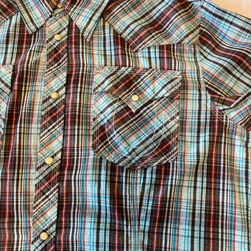 True Religion Brand Pearl Snap Button Plaid‎ Western Shirt (3XL)